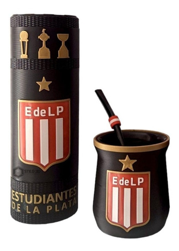 Set De Mate Estudiantes De La Plata Negro Stanley