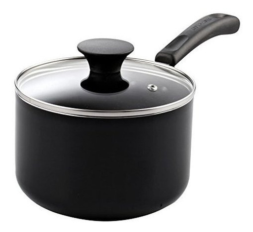 Olla Sartén Antiadherente De 3 Qt Con Tapa De Vidrio - Negro