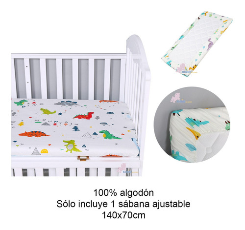 Sábana Ajustable 100% Algodón Antialergico Cuna Corra 140 70