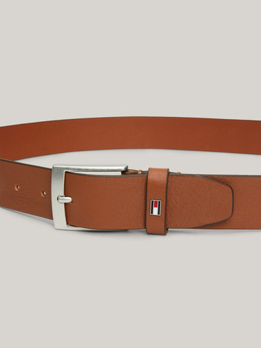 Cinturón Cuero Liso Logo Esmaltado Café Tommy Hilfiger Talla 90