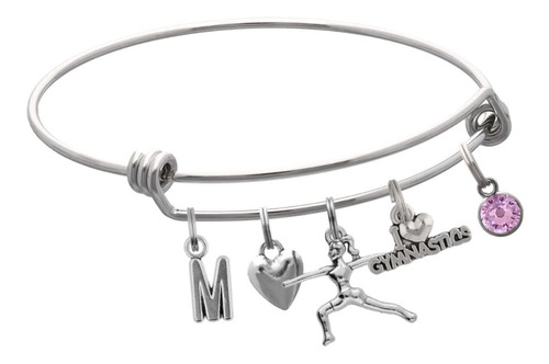 Pulsera Gimnasia Gimnasta Corazón Dije Inicial Moda Estilo 4