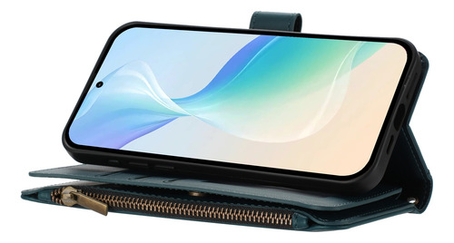 Funda Tipo Cartera De Piel Con Cierre De 9 Ranuras Para La Serie Oppo A55, Correa De Muñeca, 6 Colores, Función Atril, Desmontable