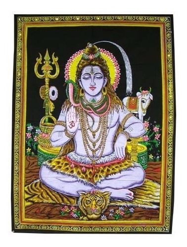 Manta Decorativa Shiva Yoga Pared O Cortina. Tela De Algodón