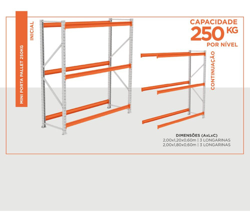 Porta Pallet 1000kg Com Bandeja Mdp 4 Níveis 120x60 Amapá