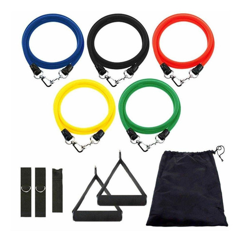 -set De 5 Bandas Elásticas Entrenamiento Resistencia + Bolso