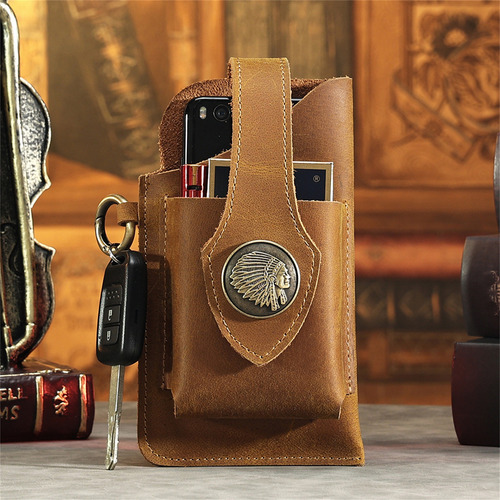 Bolso De Cuero Multifuncional Para Teléfono Móvil, Cinturón