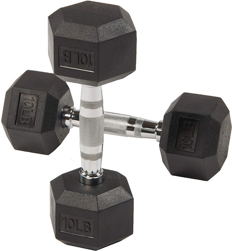 2 Mancuernas Hex Dumbells Caucho 20 Lb (9 Kg) C/u Sin Logo.