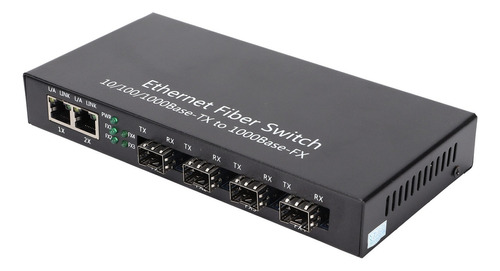 Convertidor De Medios Ethernet Rj45 10/100/1000m 4 Fibra 2 P