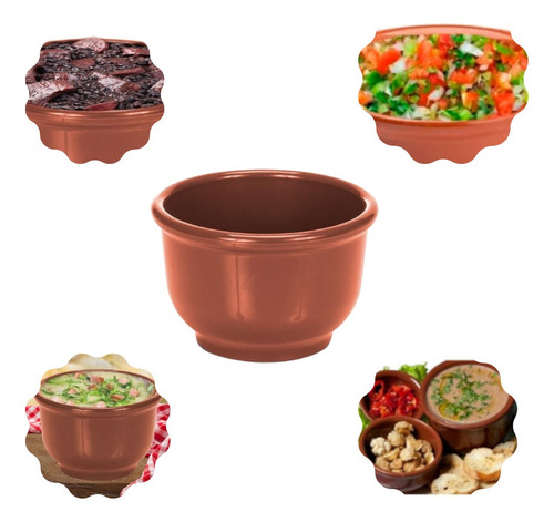 Plasmotta Tigela Cumbuca Plástica Feijoada Não Quebra Resistente 6 Unidades Cor Marrom