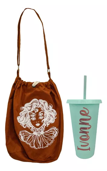 Kit Tote Bag Morral Y Vaso Starbucks Personalizado