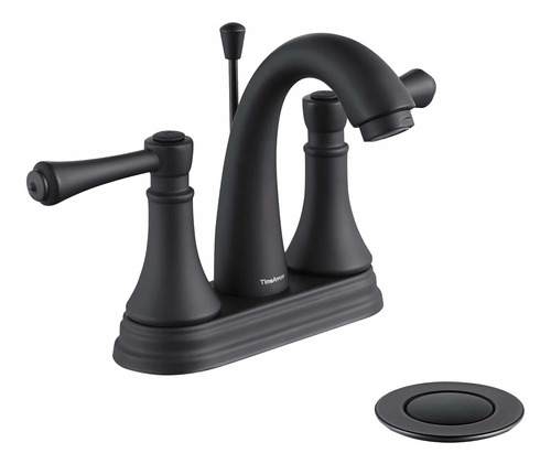 Grifo De Fregadero De Baño Negro Mate De 4 Pulgadas, 3 Aguje