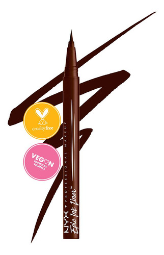 Nyx Professional Makeup, Epic Ink Liner, 1ml. Tono: Milk Chocolate. Delineador Líquido De Ojos A Prueba De Agua Y Ultra Pigmentado, Fórmula Vegana