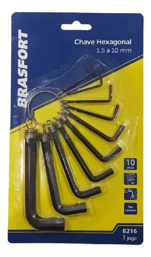 Kit Jogo Chave Allen Brasfort 1.5 a 10mm 10 Peças Aço Resistente