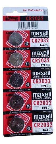 Pila Maxell Cr2032 De Lithium 3v Batería Pack De 5 Unidades