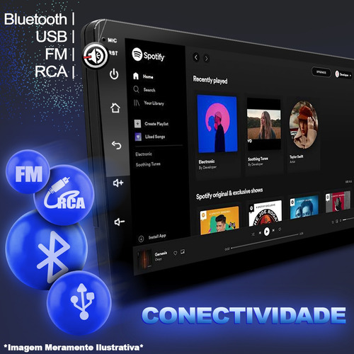Midia Android 2 Din 9 Polegadas Carplay Sem Fio + Moldura