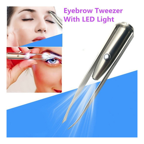 A Kit 3 Pinzas For Cejas De Acero Inoxidable Con Luz Led