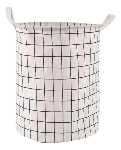 Cesta De Linio Redonda Para Ropa Sucia Blanca Gris