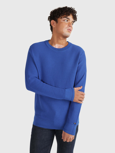 Suéter Azul Punto Nido De Abeja Tommy Hilfiger De Hombre