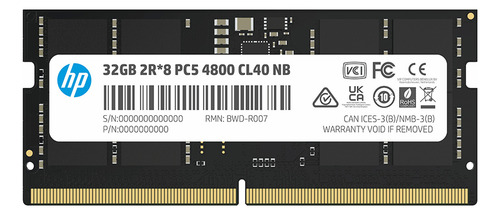 Memoria Ram So-dimm Hp 6h311aa Ddr5 4800mhz 32gb Non-ecc
