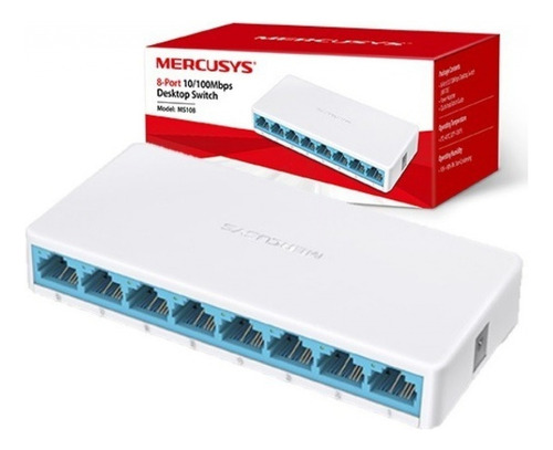 Switch Suiche 8 Puertos Mercusys 10/100 Mbps Red Rj45 Pc