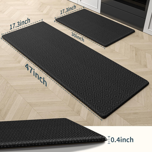Tapetes De Cocina Mattitude Acolchados Impermeables Antifati Negro