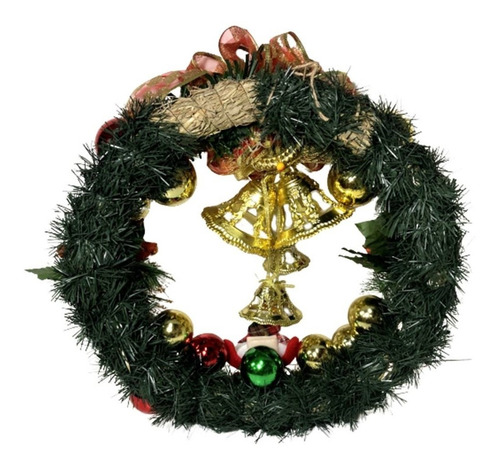 Imagem 4 de 4 de Enfeite Guirlanda Artesanal De Natal Luxo Papai Noel E Sinos