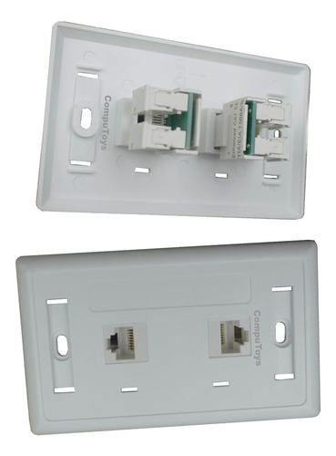 Wallplate Plastico Con 2 Keystones Rj45 Lan Computoys Sas