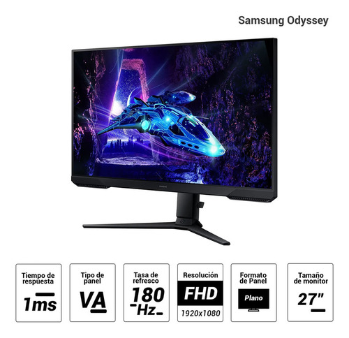 Monitor Gamer Samsung Odyssey 27 Va Fhd 180hz 1ms Hdmi/dp