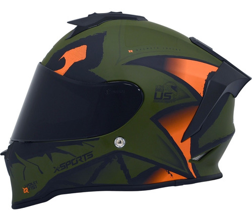 Casco Moto X Sports V151 Integral Verde Mate - Nany Motos