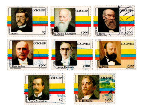 Estampillas ( 8 ) Colombia Presidentes 1981 + Regalo