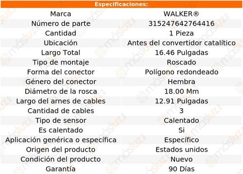 Sensor Ox O2 Antes Cc Geo Tracker 1.6l 4 Cil 91/95 Walker