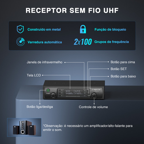 Microfone portátil dinâmico Phenyx Pro com clipe Phenyx Pro PH5014