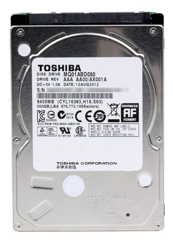 Disco rígido interno Toshiba MQ01ABD Series MQ01ABD050 500GB