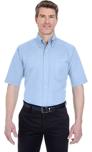 Camisa Hombre Oxford Clasica Manga Corta Algodón