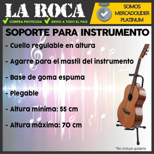 Imagen 4 de 10 de Soporte Atril Moon Pgc01 Para Guitarra, Bajo Cuello Base