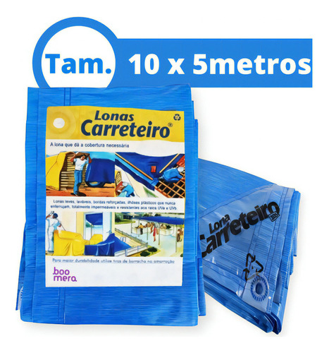 Lona Carreteiro 10 X 5 Azul Impermeável Multiuso C/ Ilhós