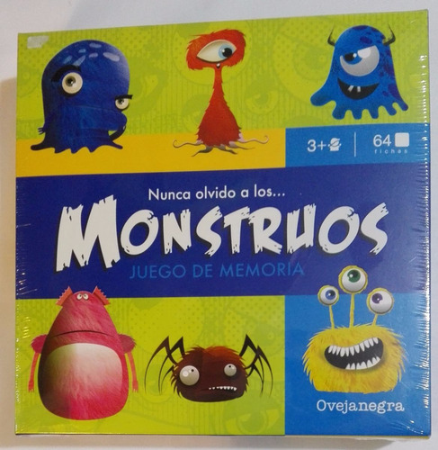 Juego De Memoria 64 Piezas De Monstruos Memotest +3 Años