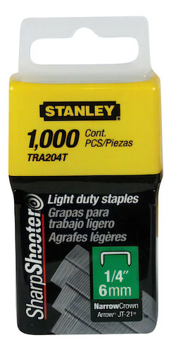 Grapas 6mm Trabajo Ligero 1000ud Stanley Tra204t