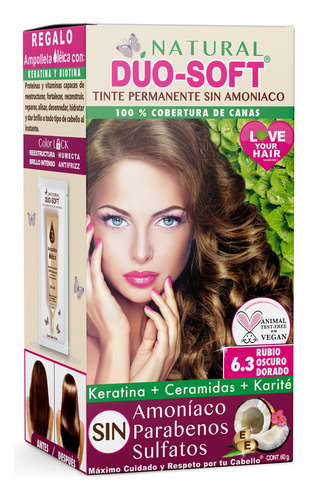 Tinte Sin Amoniaco Natural Duo Soft 6.3 Rubio Oscuro Dorado