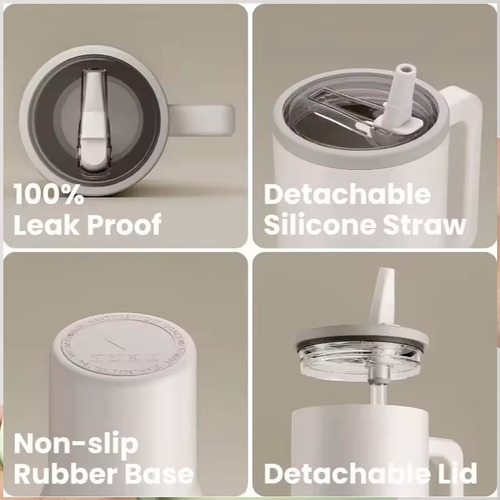 Termo 1200ml Doble Pared Térmico Acero Inoxidable Con Popote Blanco