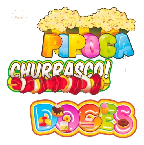 comprar Placa Painel Festa Junina Barraca  Comidas Sinalização Kit 3