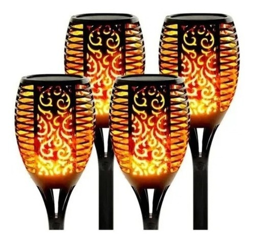 X8 Lampara Luces Solares Antorchas Estaca Fuego Artificial 