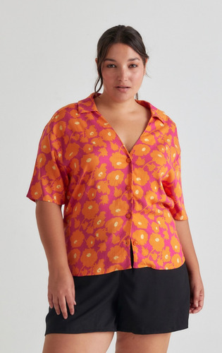 Camisa De Lino Estampada Talles Grandes