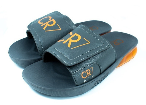 Sandalias Hombre Cr7-08 Rubber Negro Naranjo Moletto