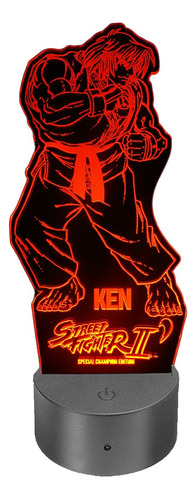 Lámpara Led  Ilusión 3d Ken  Street Fighter 2 Ce+ Control Re