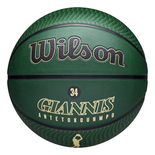 Bola De Basquete Wilson Nba Player Icon Outdoor Giannis #7 Cor Verde