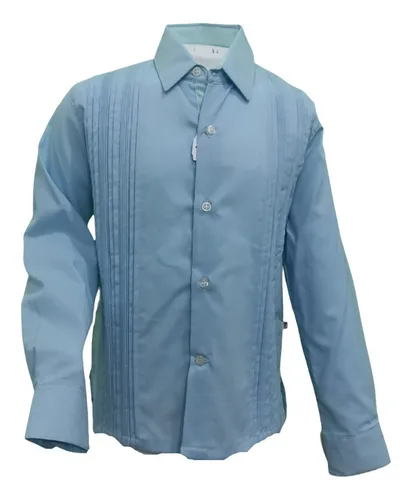 Guayabera Manga Larga Azul Para Ni o 465nl