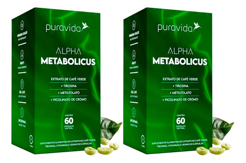 2x Alpha Metabolicus Puravida Metilfolato Tirosina 60 Caps