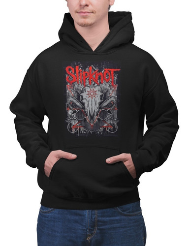 Poleron Unisex Super Slipknot Heavy Metal Cabra Estampado Algodon