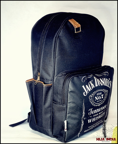 Mochila Jack Daniels - Hija India - Regalo - Día Del Padre Negro Liso